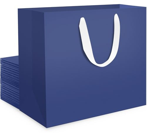 EUSOAR Sacchetti Carta con Manici - 20 Pezzi Blu Scuro Gift Bags Grandi - L 32x11.5x28cm Busta Regalo Compleanno Bomboniere - 230GSM Blu Navy Buste Carta con Manico per Negozi
