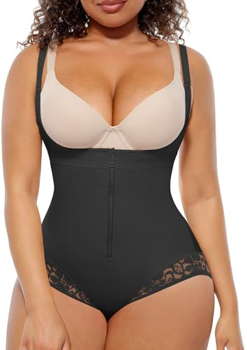 FeelinGirl Women's Faja Bodysuit Tummy Control Shapewear Postpartum Colombian Butt Lift Body Shaper Black L
