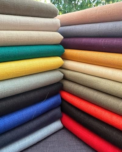 Tissu Lin Lavé à la Pierre Naturelle 22 Coloris - Vendu au Mètre - 240g/m² (Beige)