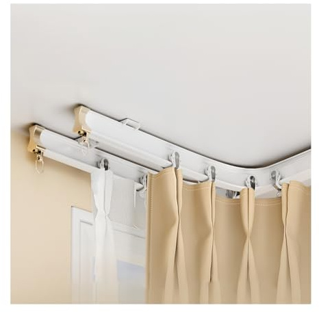 Bastone per tenda flessibile in alluminio per montaggio a soffitto o a parete (da 2,3 a 6 m), perfetto per tende da doccia a forma di U L e design ad arco facile installazione regolabile
