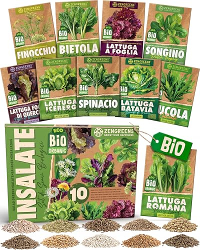 ZenGreens® - Set de semillas de hortalizas de hoja eco - 10 variedades para cultivar fácilmente en el jardín, balcón o parterre elevado - Sementes verduras