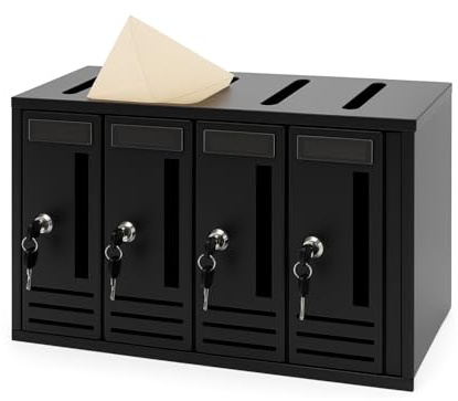Paluplus Cassetta Postale Condominiale, Misura 42x18x30 cm, Cassetta delle Lettere Verticale in Acciaio Verniciato, Targhetta Portanome, Chiavi e Fori d'ispezione, Made in Italy -1033F -4 (4 Posti)