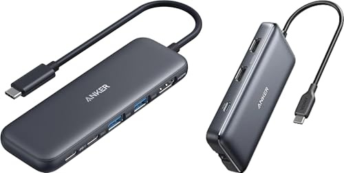 Anker USB C Hub, 5-in-1 USBC to HDMI Splitter with 4K Display, 1 x Powered USB-C 5Gbps & 2×Powered USB-A 3.0 5Gbps Data Ports & Laptop Docking Station, 8-in-1 (1 Gbps Ethernet Hub)