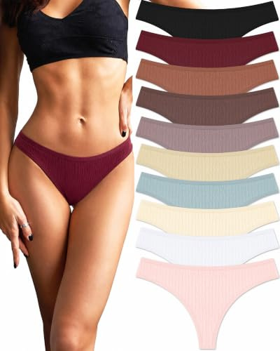 FINETOO Bomullsstring dam tanga sexig chic trosor bekväma tanga menstrual erotiska underkläder set med 10 s-XL