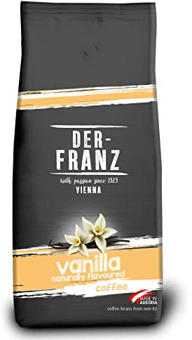 Der-Franz Café, Aromatizados con Vainilla, Café mezcla de Arábica y Robusta granos enteros, 1000 g