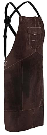 Stamos Welding Group Tablier De Soudeur Soudage Soudure Habit Vêtement Protection SWA03L (Cuir Croûte De Bovin, Taille L, 91,5 x 58,5 cm, Coutures KEVLAR®, Fermetures À Clic)