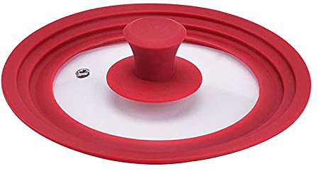 SGerste Universal Silicone Glass Lid Covers for Pots Pans Cookware Replacement Lids (Red,30cm)