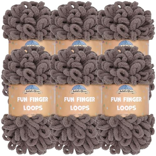 JubileeGarn med roliga fingerslingor – polyester jumbo viktögla – 100 g/skein – kakao – 6 nystan