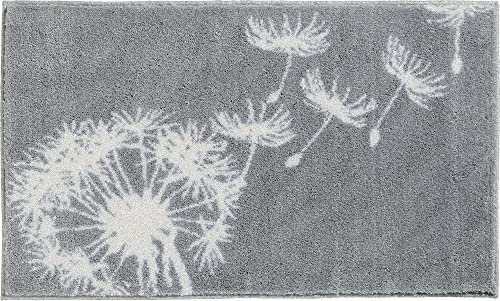 Erwin Müller Badematte, Badteppich, Badvorleger Pusteblume Prasonisi grau Größe 50x80 cm - rutschhemmend, flauschig weich, für Fußbodenheizung geeignet