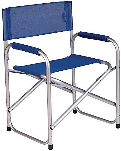 BAKAJI Sedia Regista da Esterno Pieghevole Struttura in Alluminio Seduta in Tessuto Textilene Poltrona 2 Braccioli per Spiaggia Campeggio Campeggio Giardino 56 x 46 x 80 cm (Blu)