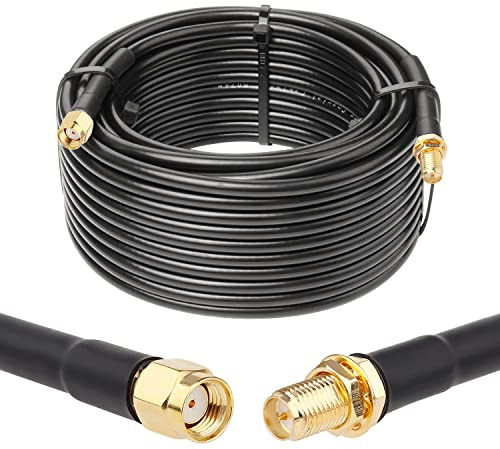 XRDS - RF 50ft RP-SMA Male to RP-SMA Female Coax Cable, RG58 WiFi Antenna Extension Coax Cable for WiFi LAN Router Wireless Network Card Adapter