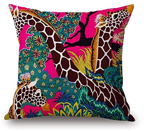 The Beach Stop Tropical Jungle Giraffe Scatter Cushion Cover | Unique Living Room & Bedroom Decor | Gift Idea | 45x45cm 18x18” | Jungle Giraffe