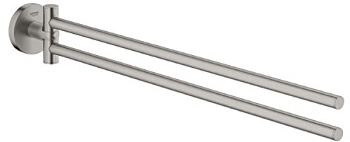 GROHE Start - Handtuchhalter (439mm, 2-armig & schwenkbar, Material: Metall, inkl. Schrauben & Dübel), supersteel, 41183DC0