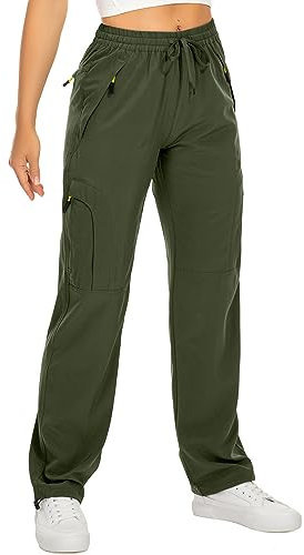 yeyity Wanderhose Damen Leichter Quick Dry Outdoorhose Atmungsaktiv Cargohose UV-Schutz Trekkinghose Funktionshose Jogginghose(6608,amygreen,XS)