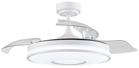 FABRILAMP TODOLAMPARA - VENTILADOR DE TECHO LUZ LED DC DANI BLANCO ASPAS DESPLEGABLES 108D 6 VELOCIDADES REMOTO+TEMPORIZA+MEMORIA