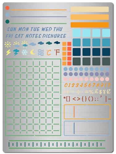 GORGECRAFT Journal Stencil Weekly Plan Weather Symbol Lines List Frame Reusable Metal Stainless Steel Diary Template for Woodburning Engraving Scrapbooking Dot Journaling Pyrography Painting