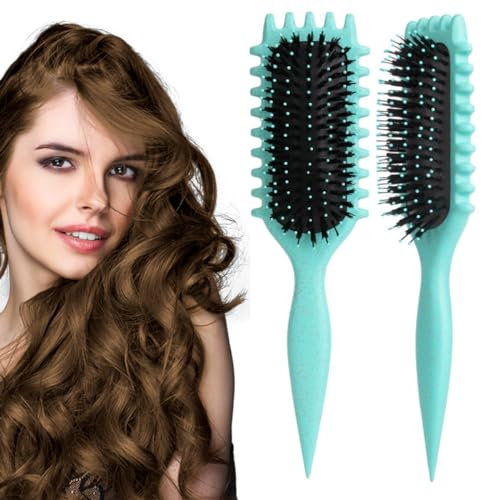 Lohill Curl Hair Brush, Curl Define Styling Brush, Lockenbürste,Neu Defining Stylingbürste,Wildschweinborsten Haarbürste, Bouncy Curl Pinsel zum Entwirren Formen und Definieren