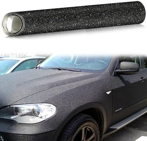 FSWWSF Autofolie 30 * 300 cm Glitzer Diamant Auto Folie Schwarz Selbstklebend Vinyl Folie für DIY-Lackschutzfolie für Autos und Motorräder
