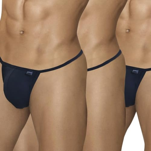 ARIUS Lot de 3 Strings pour Homme en Coton Noir - String pour Homme - String Homme - String Sexy pour Homme, Noir