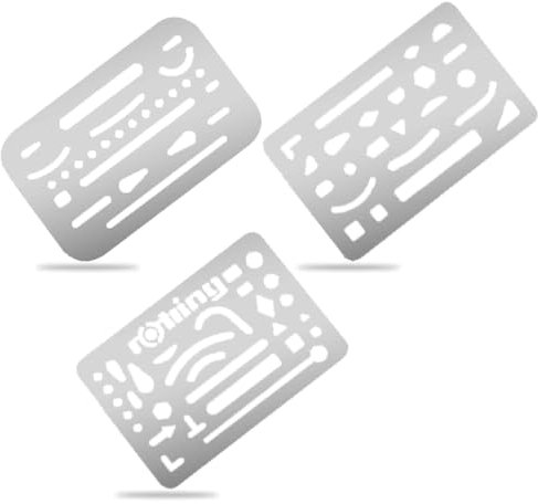 3 Stück Edelstahl Zeichenschablone Schablonen, Kurvenschablone, Silber Radierschablone, Radiergummi Schutzwerkzeug, für Kunstdesign, Ingenieurdesign, Mechanischen und Architektonischen Zeichnungen