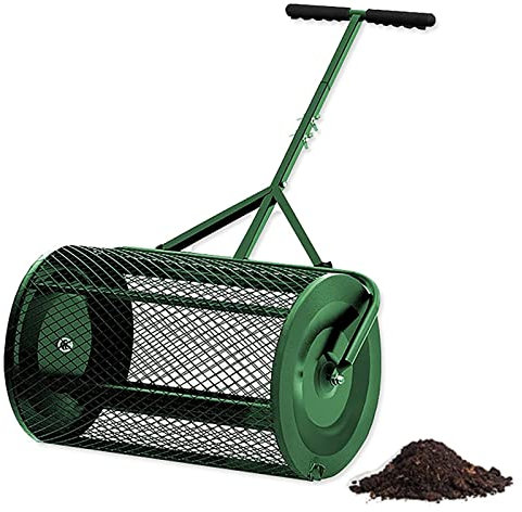 Kompostspridare, lätt metallnät gödselspridare med justerbart T-handtag för plantering och sådd, gödselspridare för gräsmattor och trädgård