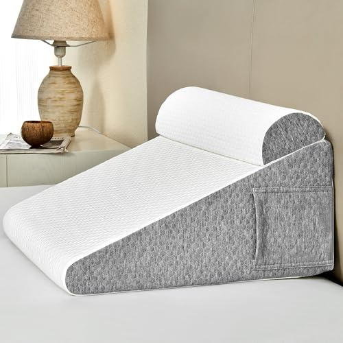 Dorifine Oreiller Anti-Reflux, Coussin Incliné pour Prévenir Le Reflux et Les Coliques, Oreiller Triangulaire en Mousse pour la Lecture, Coussin Ergonomique, avec Appui-Tête Semi-Circulaire