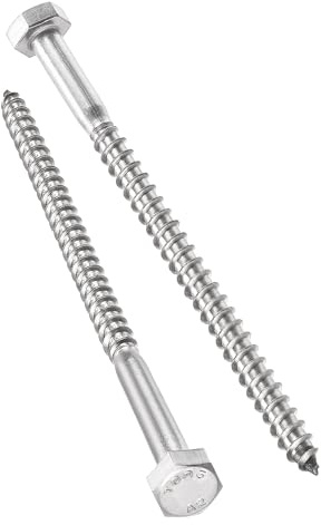 TA-VIGOR 10Pcs Coach Screws, M6 x 100mm Hex Head Lag Bolts, 304 Stainless Steel Sleeper Concrete Wood Screw Hexagon Lag Half Thread Self-Tapping Bolts for Outdoor Use in Decking, Fencing