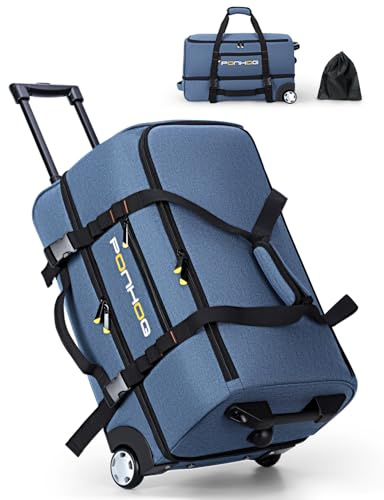 Ponhog Sac de Voyage à roulettes - Sac de Sport à roulettes avec Compartiment à Chaussures et imperméable pour Voyage, Fitness, Nuit, Excursion, Week-End
