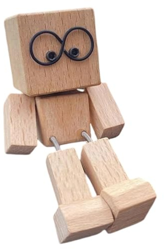 Generico Figurine d' en bois qui secoue - Bois 8 x 5 cm | Décoration de table statue créative | Ornement de tableau de bord 'voiture, étagère d'étude, bureau, chambre à coucher, salon