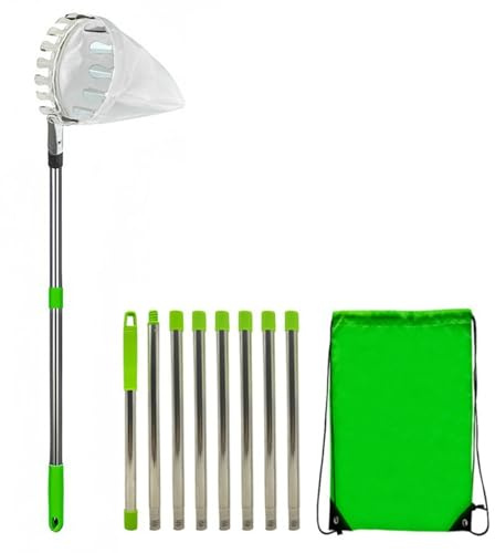 Whyzsjnclg Cueilleur de Fruits de 10, 5 Pieds avec Panier télescopique en Fer réglable avec Panier à Dents en métal pour Citron, Poire, Mangue, goyave, etc. pour Un Usage Quotidien