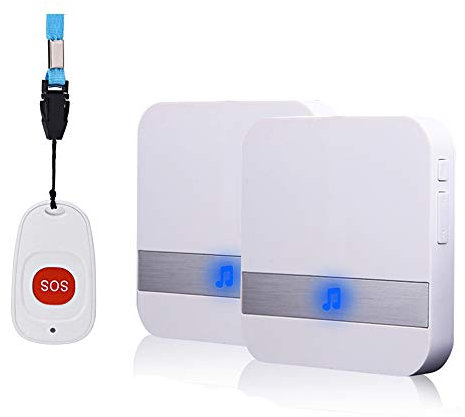 ALEENFOON Allarme Di Emergenza Mobile e Wireless, Per La Casa, Con Pulsante Di Emergenza, Versione Plug-in, Per Persone Bisognose, Infermi, Anziani (1 a 2 Bianco)