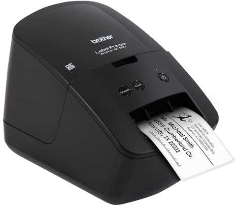Brother QL-600 Desktop Monochrome Label Printer, up to 2.4 Label Width, No Ink Required, uses Genuine DK Drop-in Rolls for Fast Labeling and Easy Integration with Microsoft Applications