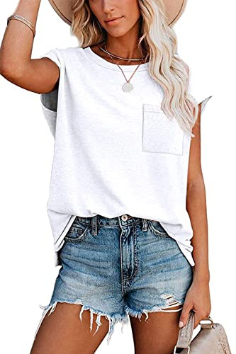 NEYOUQE Womens Workout Tops White Shirts Blouse for Women Hiking t Shirt Plus Size Summer Tshirt Beach Cotton tee Short Sleeve Casual Trendy Dressy y2k Plain Cozy Basic tees top Fashion Outfits M