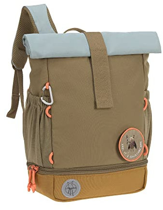 LÄSSIG Kindergartenrucksack Kinderrucksack Rolltop mit Brustgurt - ab 3 Jahren - 11 Liter / Mini Rolltop Backpack Nature Oliv