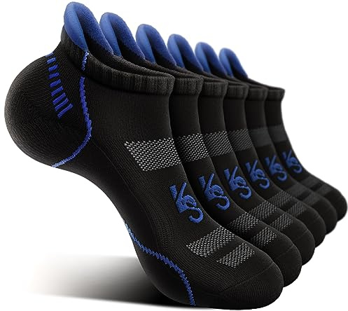 KEMISANT Calcetines Correr Hombre, Calcetines Tobilleros Atléticos para Hombre,Suela Acolchada Completa,Soporte para el Arco(6Pares,47-50)