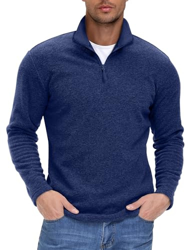 EKLENTSON Mens Fleece Jacket 1/4 Zip Winter Warm Pullover Sweatshirt Jumper