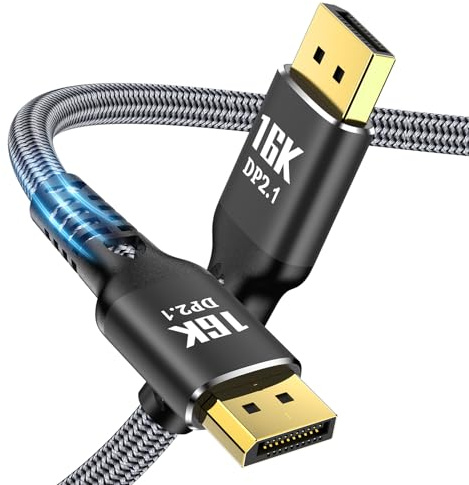 16K DisplayPort zu DisplayPort 2.1 Kabel, High Speed 80Gbit/s DP Kabel 5M
