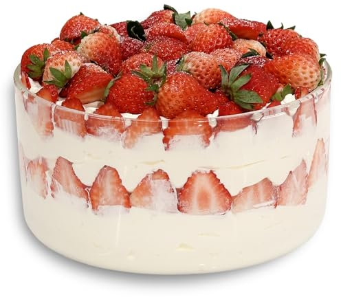 Opexscal Grande ciotola in vetro trasparente da 3,40 g, design moderno, rotondo, per dessert, dessert, torte, insalata, frutta, forno a microonde e lavabile in lavastoviglie