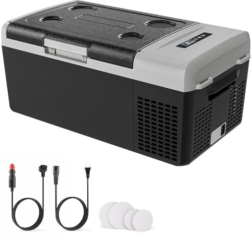 EKOJUCE Frigorifero elettrico a compressore da 12 V, 23 QT (21 l), frigorifero da 12 V, frigorifero per auto, 12/24 V CC e 110-240 V AC, per campeggio, moda, viaggi, casa
