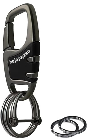 hejojoyzao Keychain with Carabiner Clip, 4 Heavy Duty Key Rings and D Ring for Men's Car Key Fob Holder Fits Belt Loops