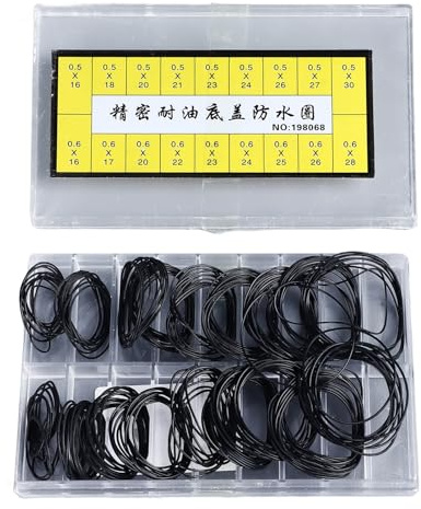 Aramox 180 Stück O-Ring-Uhrendichtung, Gummidichtung, Wasserdicht, 18 Arten Uhr Zurück Dichtung, O-Ringe für die Uhrenreparatur