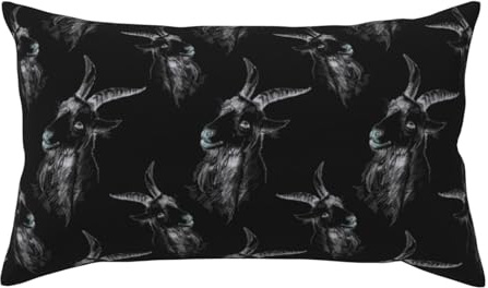 VOSERY Federe per cuscini king size, in microfibra, 51 x 91 cm, con testa di capra disegnata a mano, con cerniera, resistente alle pieghe, resistente alle macchie