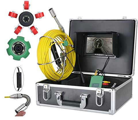 BINGNU 7 Monitor 20/30 / 40m Videocamera di ispezione del Tubo, IP68 HD 1000TVL di endoscopio Industriale conduttura di Scarico(20m)