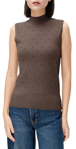 Beauty Women – Maglione Donna a Pois Senza Maniche con Collo Medio | Maglia Leggera per Primavera ed Estate