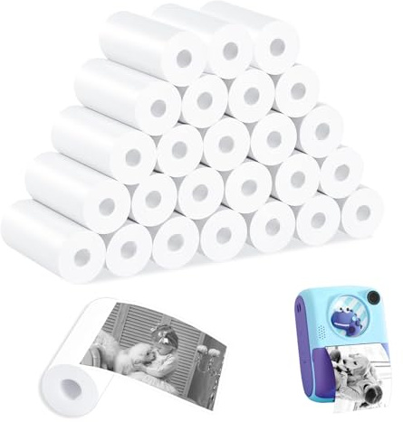 5 rullar termopapper för barnkameror, tryckpapper, termopapper för barnkameror för barns snabbkameror, fotoskrivare, direktutskriftskameror, påfyllningspapper, termiskt skrivarpapper, vit