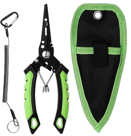 Pinces de Pêche pour Eau Salée et Mer - Anti-Rouille Portable Et Résistante | Décrocheur D'Hameçon Et Coupe-Ligne | Pour Étang Rivière Lac Bateau Et Cadeau Pêcheur Père
