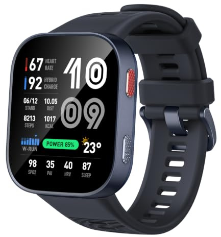 Amazfit Bip Max 50 mm Montre Connectée, Écran AMOLED 2,07, Autonomie 20 Jours, GPS & Cartes, 4 Go Stockage, Tracker d’Activité avec Entraînement Hybride, 150+ Sports, Mode HYROX, pour Android iPhone