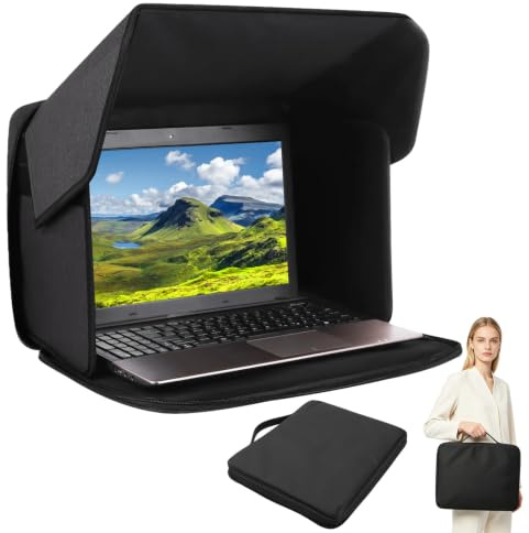 LOMUG Bärbar dator solskydd vikbar 2-i-1 laptopväska, universellt solskydd insynsskydd för 12–16 tums bärbar dator, värmeskydd, bärbar laptop tält bländskydd för utomhusbruk, utomhus