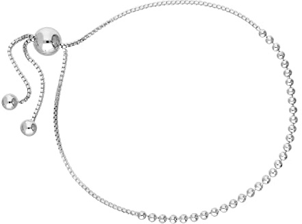 jewellerybox Sterling Silver 10 Inch Bead Chain & Box Chain Adjustable Bracelet