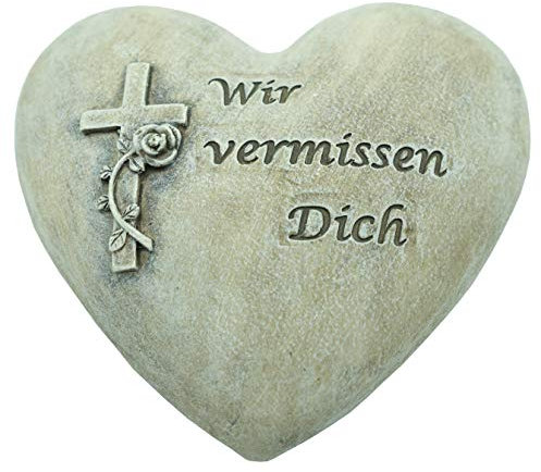 Bambelaa! Decoración para tumba, resistente a la intemperie, con texto en inglés Wir vermissen Dich - Steinharz Deko für Cementerio Grab Garten